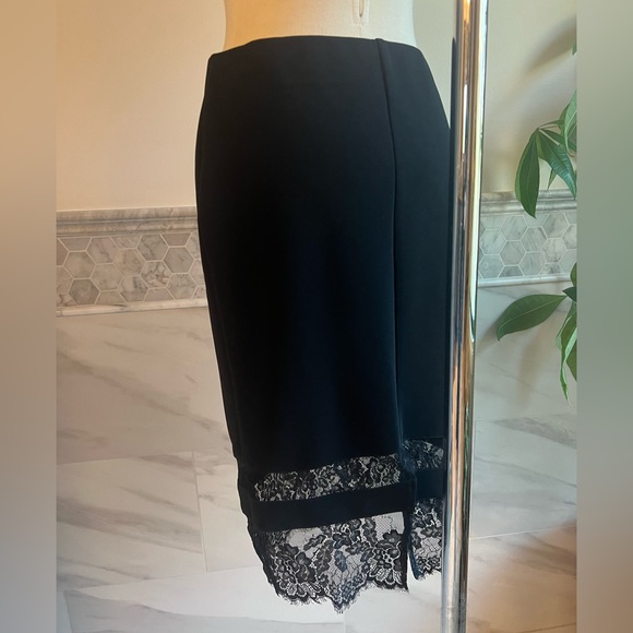Topshop Lace Hem Stretch Tube Pencil Black Skirt Sz 8 - Picture 4 of 6